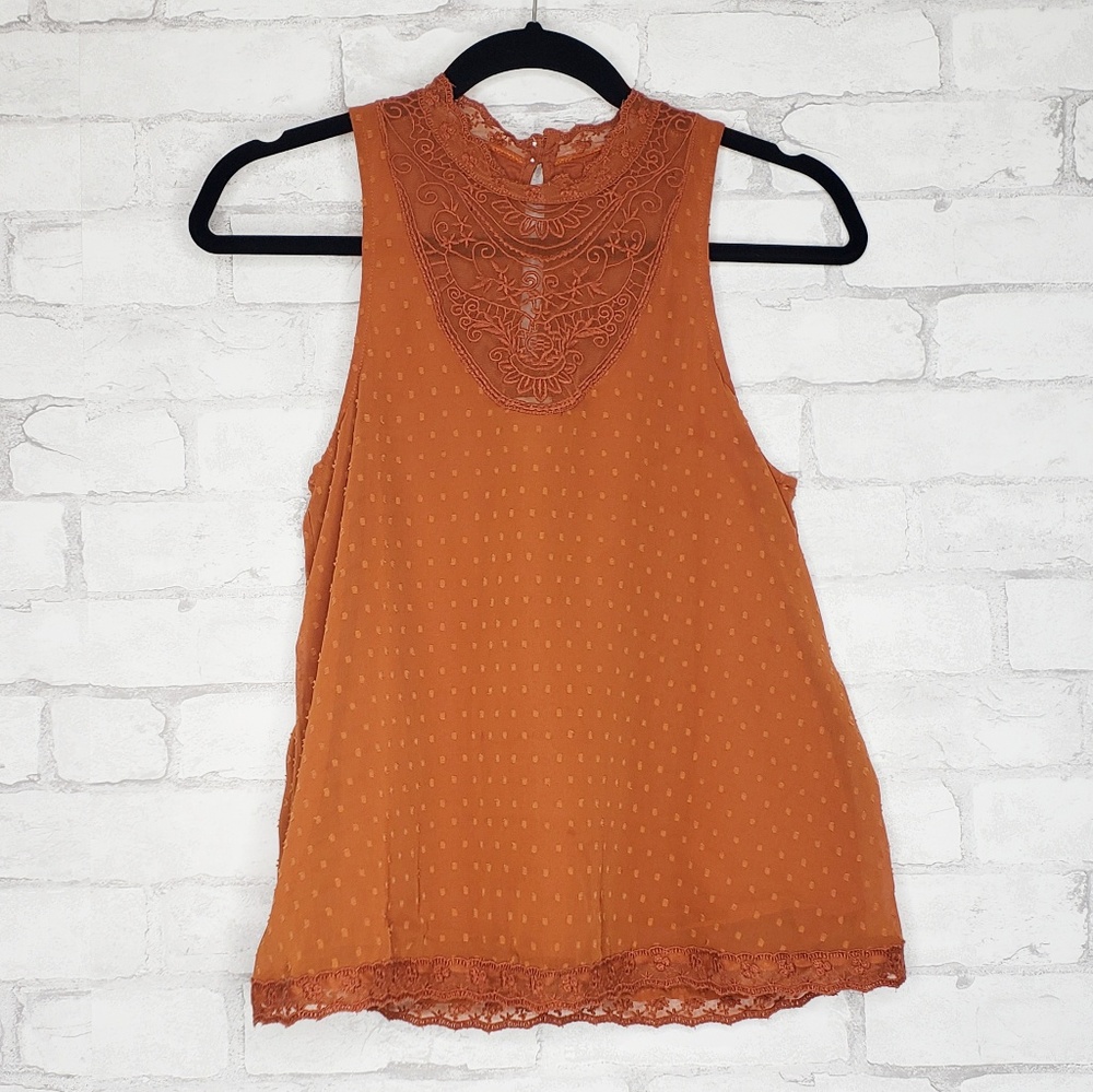 Hollister Burnt Orange Swiss Dot Tank Size Small